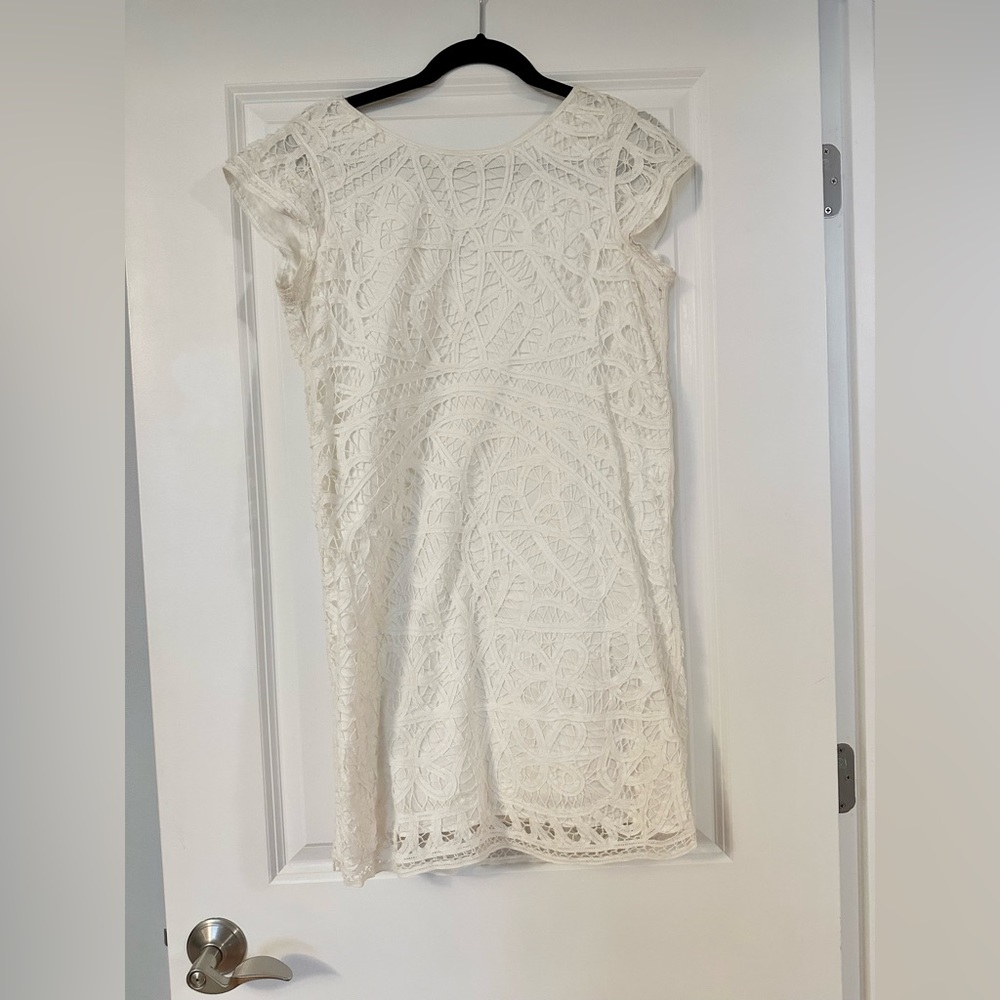 Joie white dress intricate detail